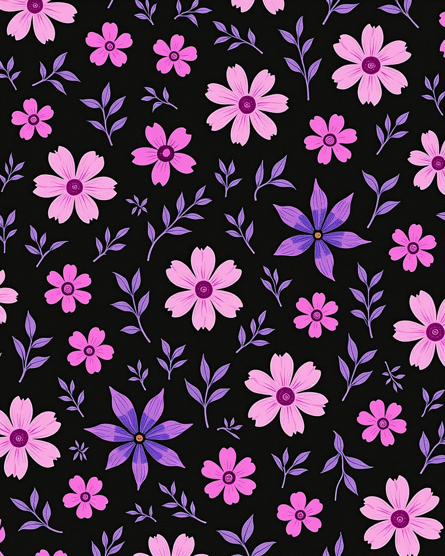 Pink Purple Floral Branches Dark Background Rug