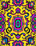 Bright Yellow Swirling Psychedelic Bloom Rug