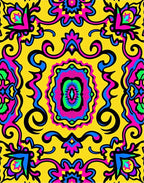 Bright Yellow Swirling Psychedelic Bloom Rug