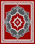 Crimson and Gray Floral Medallion Border Rug