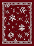 Crimson White Snowflake Holiday Rug