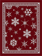 Crimson White Snowflake Holiday Rug
