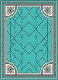 Teal Arabesque Lattice Frame Rug