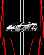 Silver Sports Car Red Black Striped Rug