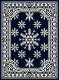 Dark Blue Snowflake Bordered Rug
