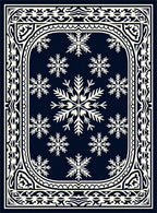 Dark Blue Snowflake Bordered Rug