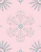 Pale Pink Snowflake Floral Medallion Rug