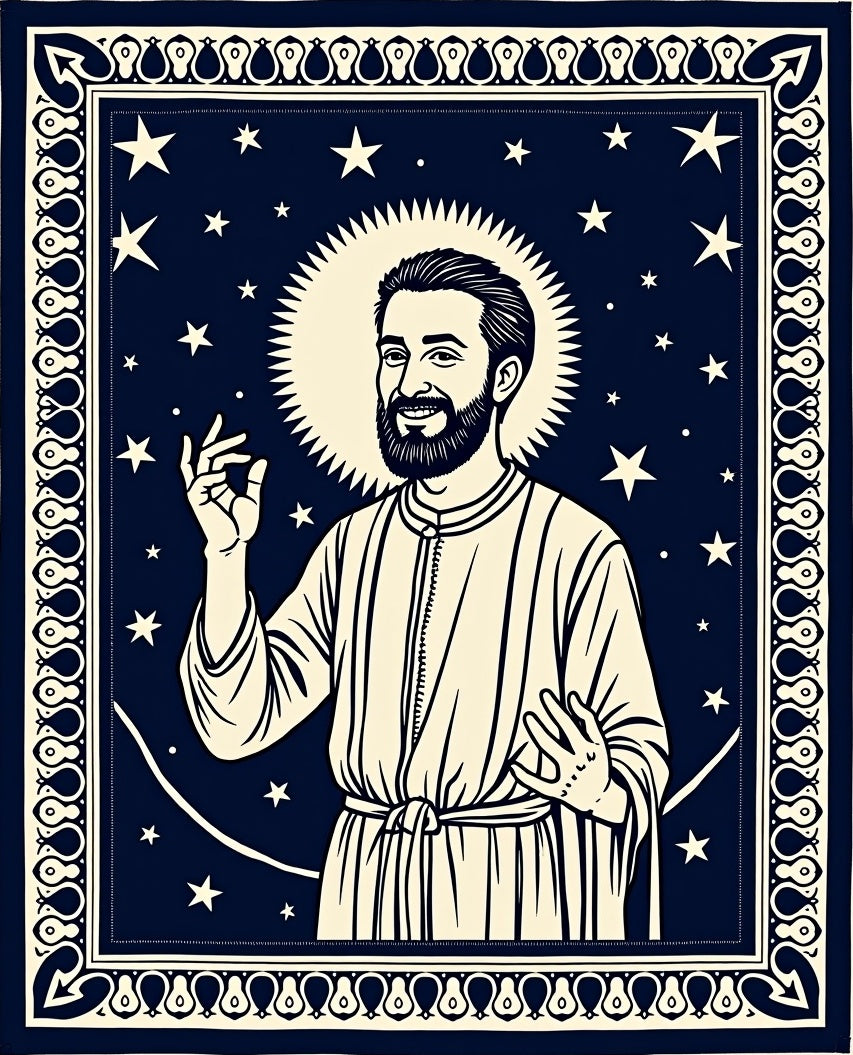 Navy Starry Night Saint Portrait Rug