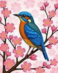 Vibrant Blue Bird Cherry Blossom Rug