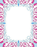 Bold Fuchsia Blue Swirl Floral Border Rug