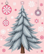 Pink Snowflake Christmas Tree Ornament Rug