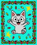 Happy Cat Holiday Lights Rug