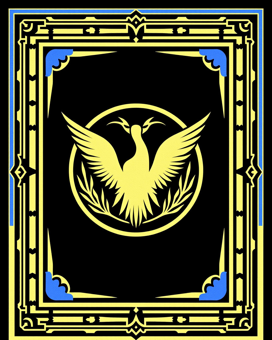 Golden Swan Blue Accented Rectangular Frame Rug