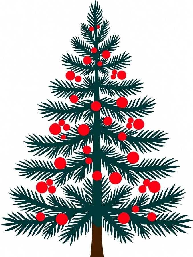 Festive Evergreen Red Orb Accents Rug