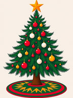 Festive Green Star Ornaments Rug