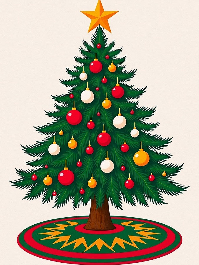 Festive Green Star Ornaments Rug