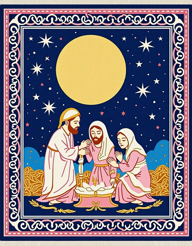 Celestial Nativity Scene Night Rug
