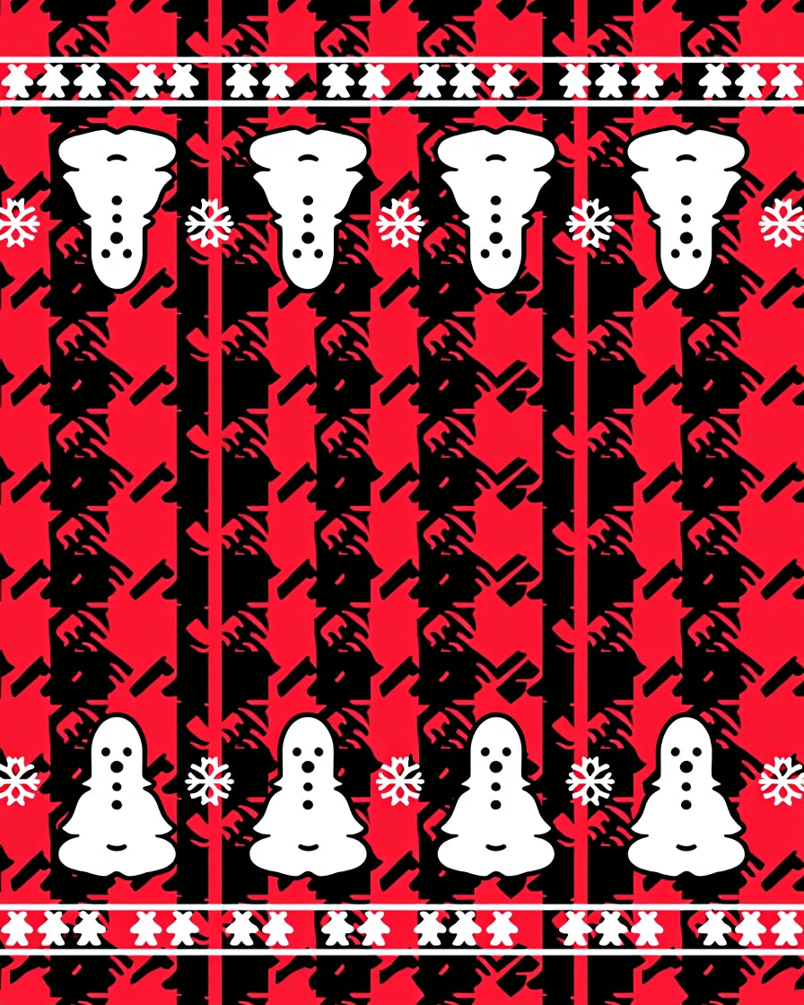 Red Black Snowman Snowflake Houndstooth Hug Rug