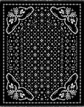 Black White Folk Floral Geometric Rug