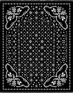 Black White Folk Floral Geometric Rug