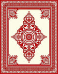 Crimson Red Floral Medallion Frame Rug