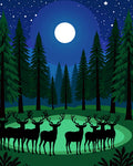 Midnight Forest Deer Moonscape Rug
