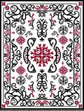 Black Red Scrollwork Vintage Medallion Rug