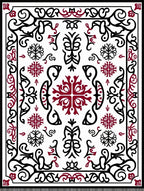 Black Red Scrollwork Vintage Medallion Rug