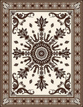 Brown Cream Floral Border Medallion Rug
