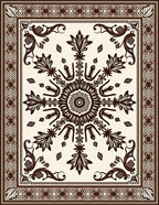 Brown Cream Floral Border Medallion Rug