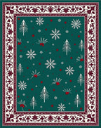 Winter Forest Snowflakes Holly Border Rug