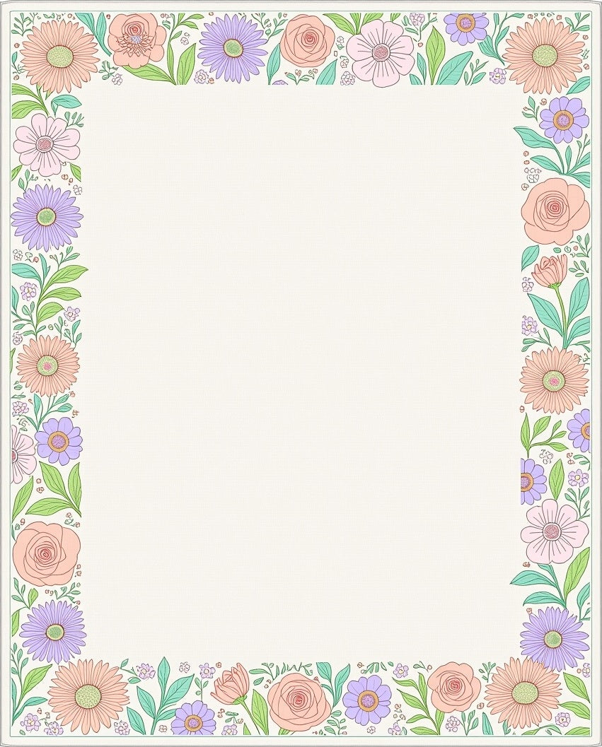 Pastel Floral Border Delight Rug