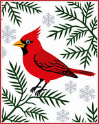 Vibrant Red Cardinal Winter Scene Rug