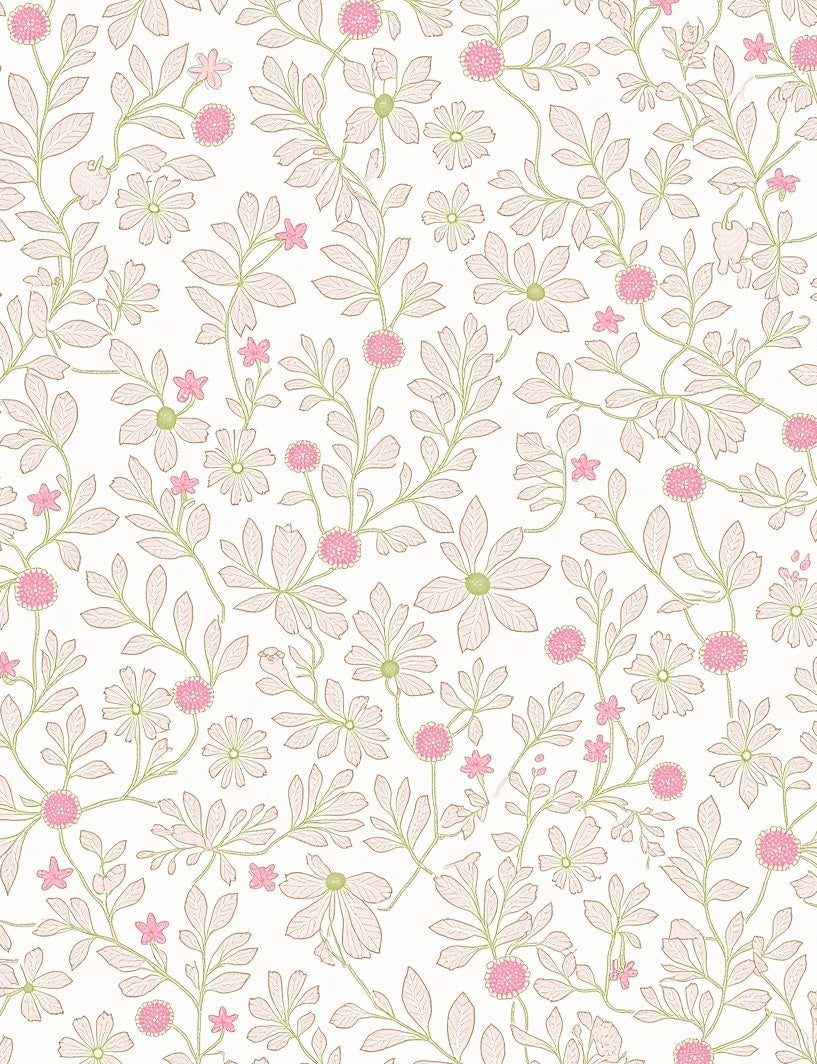 Pink Floral Vine Meadow Rug