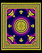 Vibrant Yellow Purple Sunburst Rug