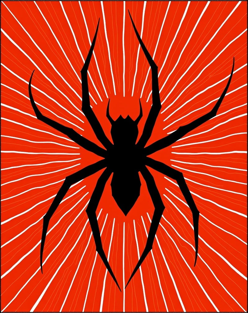 Bold Black Spider Burst Rug