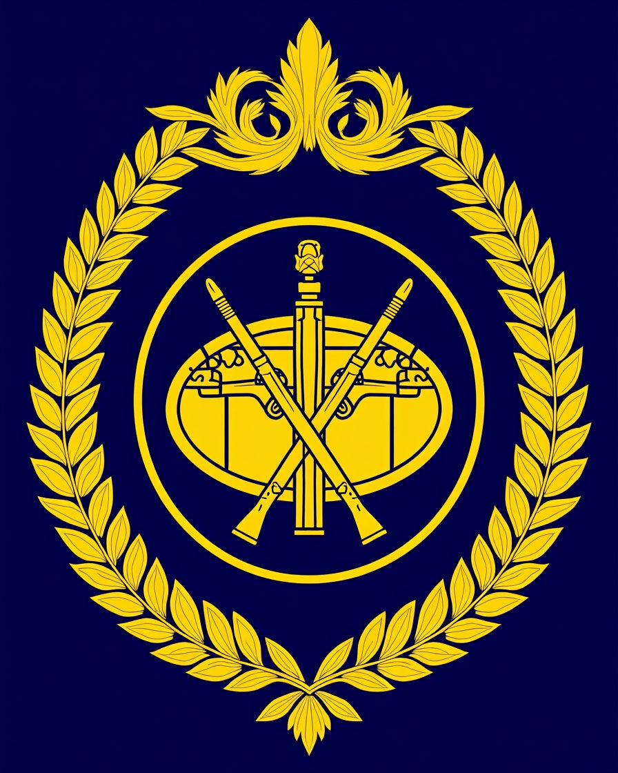 Gold Laurel Bordered Emblem Rug