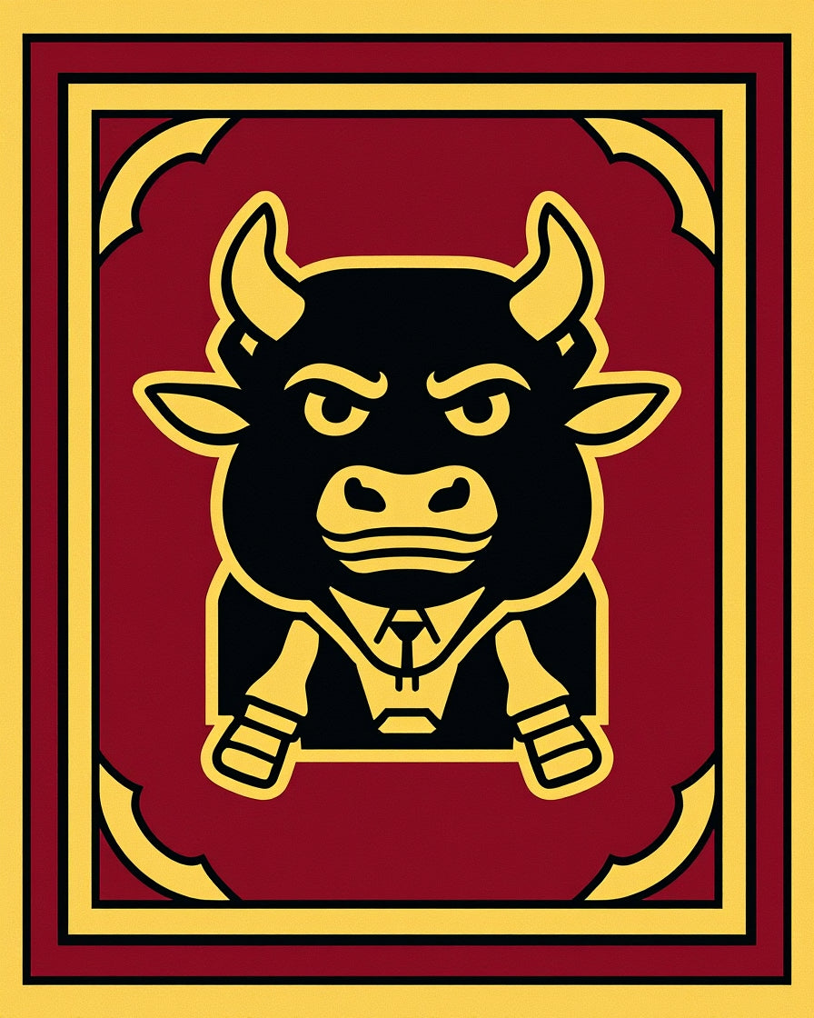 Crimson Bull Formal Portrait Rug