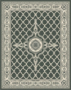 Deep Green Lattice Center Medallion Rug