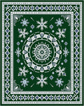 Emerald Snowflakes Mandala Frame Rug