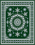 Emerald Snowflakes Mandala Frame Rug