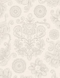 Elegant Cream Floral Scroll Medallion Rug