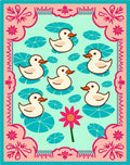 Quirky Ducklings Teal Lotus Pond Rug