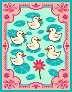 Quirky Ducklings Teal Lotus Pond Rug