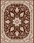 Brown Pink Floral Medallion Square Rug