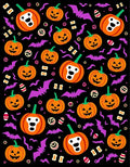 Spooky Orange Pumpkin Bat Halloween Rug