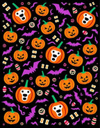 Spooky Orange Pumpkin Bat Halloween Rug