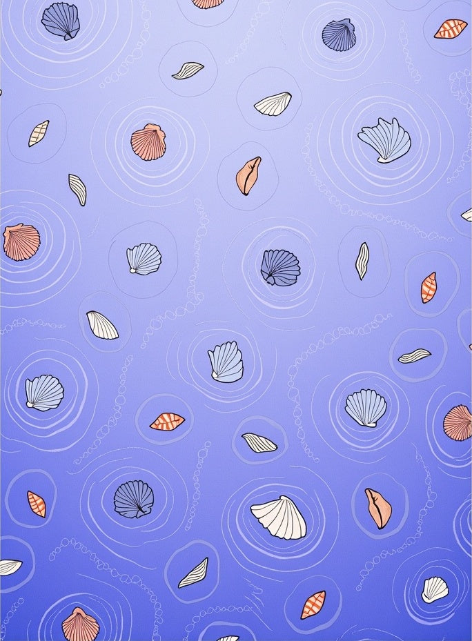 Ocean Blue Seashell Ripple Rug
