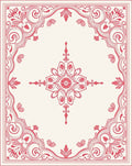 Coral Red Floral Scroll Medallion Rug