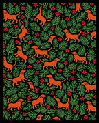 Orange Dachshunds Among Green Ferns Rug